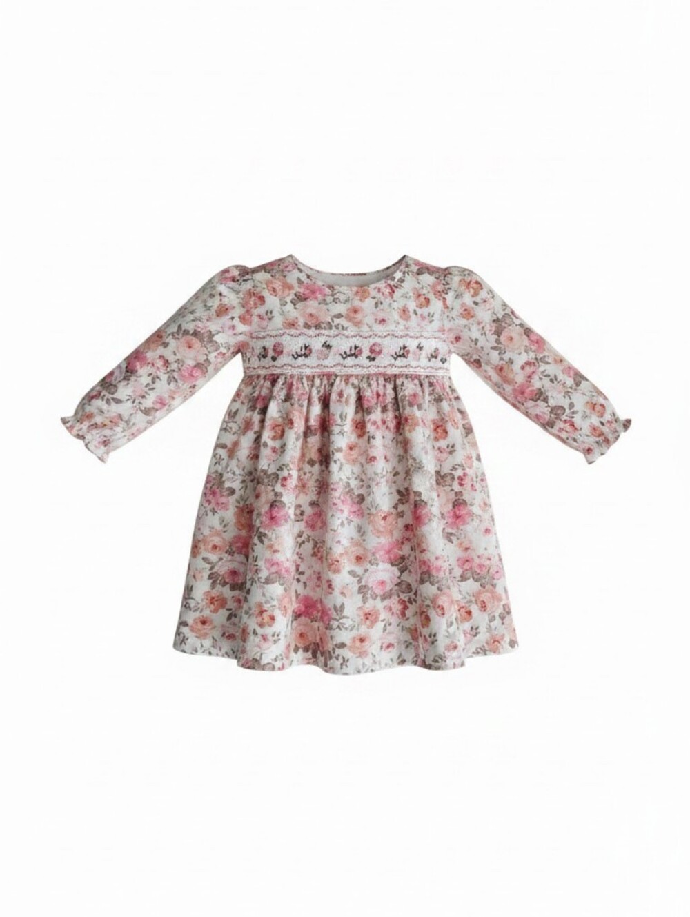 Iris & Ivy Baby Girls Floral Smocked Dress 12M Long Sleeve Cotton Embroidered